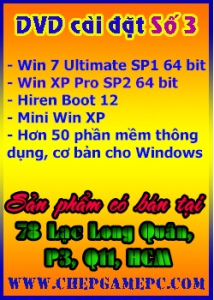 Đĩa DVD cài đặt Windows 7 SP1 64bit, Windows XP SP2 64bit. Đĩa số 3