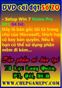 Đĩa DVD cài đặt Windows 7 Home Premium SP1 (64Bit) - Đĩa số 20.